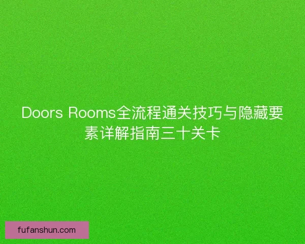 Doors Rooms全流程通关技巧与隐藏要素详解指南三十关卡